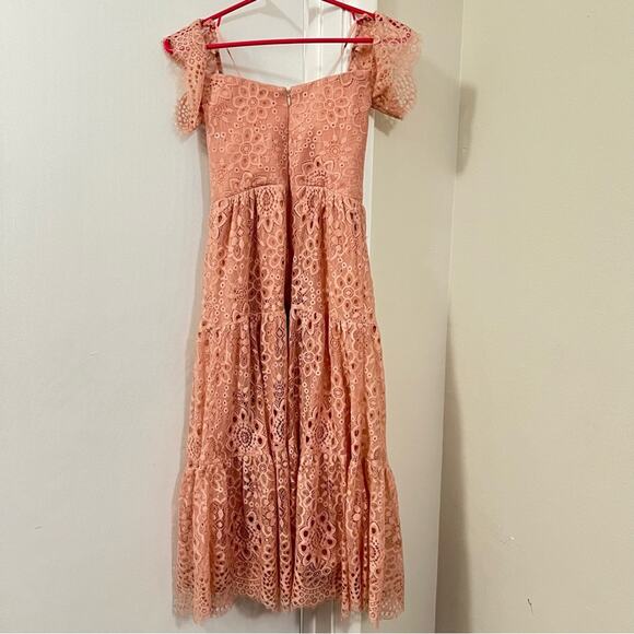 DRESS THE POPULATION River Lace Off the Shoulder Fit & Flare Dress - Picture 9 of 13